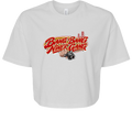 Bang Bang Niner Gang crop top in White, front view