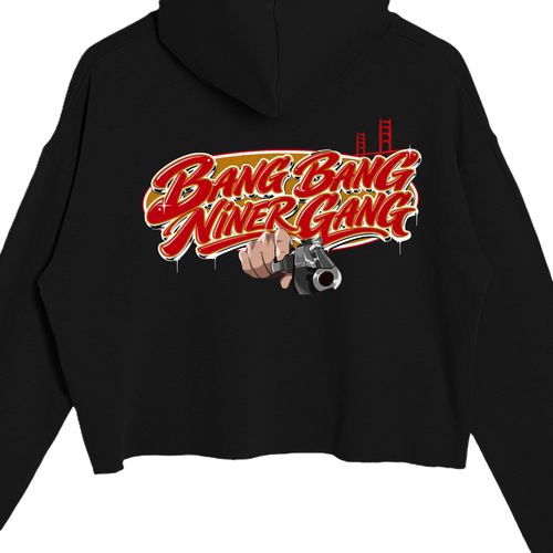 Bang Bang Niner Gang crop hoodie in Black, back view