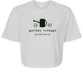 Garden Cottage crop top in White, front view