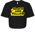 Black and Yellow game day crop top in Black, front view
