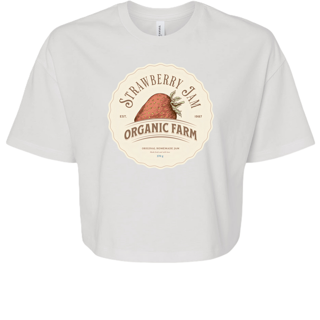 Strawberry Jam crop top in Vintage White, front view