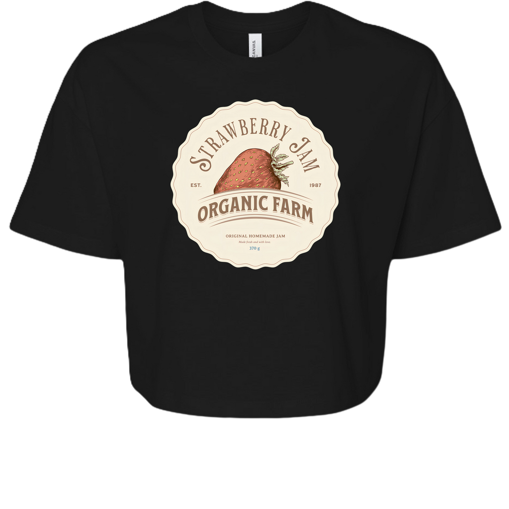 Strawberry Jam crop top in Black, front view