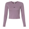 Lucia GTA 6 long sleeve crop top in Smokey Violet, front view